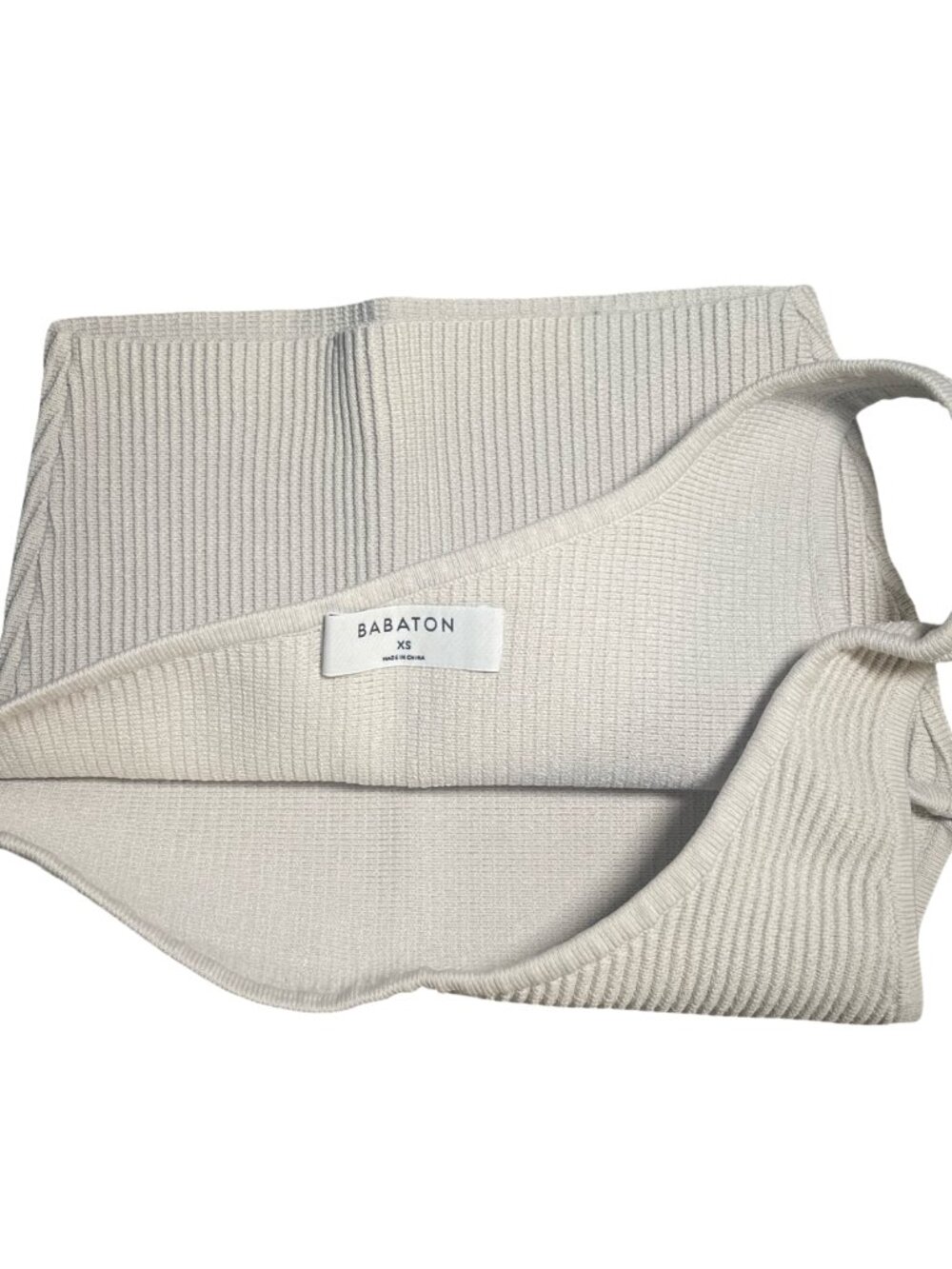 Babaton One Shoulder Ribbed Crop Top – Oatmeal Beige – XS - Picture 3 of 3